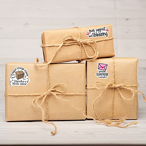 Fragile Things Inside Handle with Care Stickers - Thank You, Handmade, Small Shop, Envelopes Stickers - 500 Labels Per Roll - color: Fragile