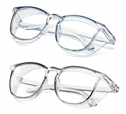 Alsenor Safety Glasses Anti Fog Goggles Protective Eyewear Blue Light Blocking Anti Dust UV Protection Glasses For Men Women (2 Pack (Blue + Grey)) - color: 2 Pack (Blue + Grey)