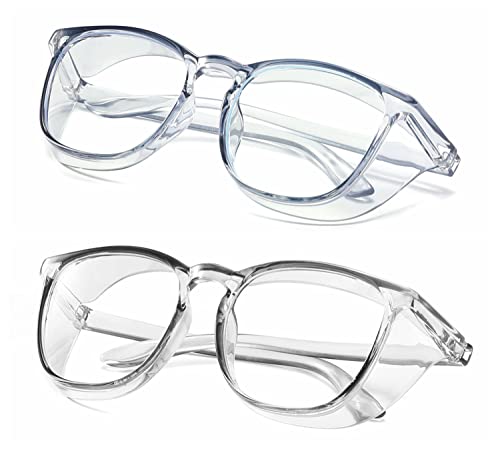 Alsenor Safety Glasses Anti Fog Goggles Protective Eyewear Blue Light Blocking Anti Dust UV Protection Glasses For Men Women (2 Pack (Blue + Grey)) - color: 2 Pack (Blue + Grey)