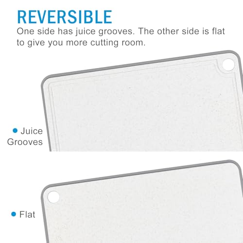 Wheat Fiber Cutting Boards for Kitchen, Plastic Cutting Board Set of 3, Extra Large Usable Area with Non Slip Narrow Edges, Dishwasher Safe, BPA Free, Reversible for Meat, 15.8" x 11", Multicolor