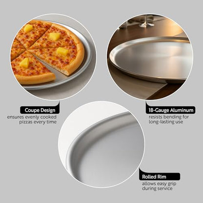 Restaurantware Met Lux 10 Inch Commercial Pizza Pan 1 Coupe Style Pizza Cooking Tray - Heavy-Duty 18-Gauge Aluminum Round Baking Tray Oven-Baking For Pizzas & More - size: 10"