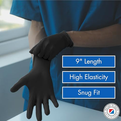 Henry Schein Criterion N300 Nitrile Exam Gloves, Black – 300/Box, Latex-Free, Disposable, Textured Fingertips, Beaded Cuff - size: Small (Pack of 3000)