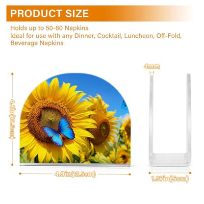 Blooming Sunflowers Napkin Holder for Table Acrylic Tissue Dispenser - color: Blooming Sunflowers