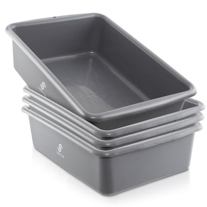 Jubilee 4-Pk Plastic Storage Bin, 20L Gray Commercial Busser Utility Tub - color: Gray, size: 20 L