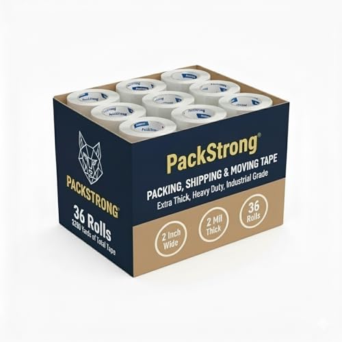 Packstrong Heavy Duty Packing Tape 36 Rolls, 2 Inch Wide 2.0 Mil 110 Yards - size: 2" Wide x 2 Mil Thick