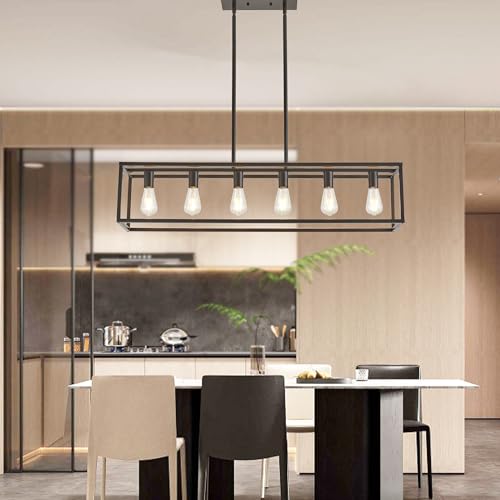 Dining Room Light Fixture, Kitchen Fixture Lights Pendant Lights Kitchen Island Oil Rubbed Bronze 6-Light Industrial Pendant Lighting for Kitchen Island - color: Oil-Rubbed Bronze, size: 6 Lights