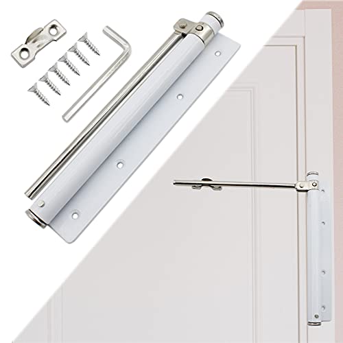 Heavy Duty Automatic Screen Door Closer - Safety Spring for Storm Door, Steel With Adjustable Closing Speed, Smooth and Quiet for Hinge Door - color: White