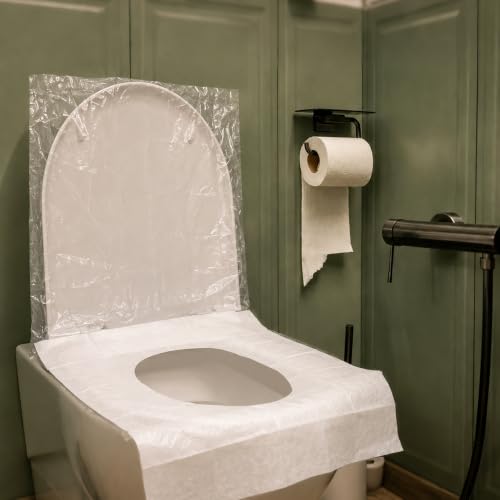 Disposable Toilet Seat Cover - 20pcs Toilet Seat Cover 16 * 22inch and 20pcs Toilet Lid Cover 18 * 20inch Individually Wrapped Toilet Cover Set for Travel, Camping, Public Restroom, Road Trip Use