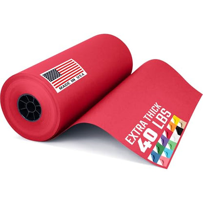 USA Made 18" x 8640" (720 ft) Red Kraft Paper Roll, Large Size - color: Red, size: 1 Roll