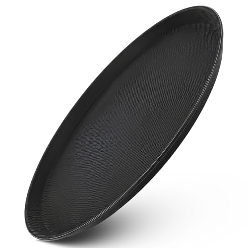 Winco 14" Black Premium Round Fiberglass Glass Tray - color: Black, size: 14"
