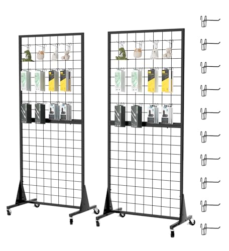 2-Pack 2'x5.5' Ft Gridwall Panel Display Stands 2'x5.5' Ft, Heavy Duty Floor Standing Retail Display Rack with Triangle Base for Retail Art Show