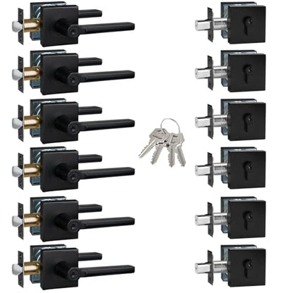 6 Sets Front Exterior Door Lock Set with Entry Lever, Keyed Alike - size: 6 Pack, style: Deadbolt+Entry Lever