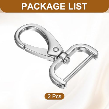 HARFINGTON 2Pcs Detachable Snap Hook Swivel Clasp 1" D Ring with Swivel Lobster Claw Clasps Hook for Purse Strap Keychain Bag DIY Craft, Silver - color: Silver, size: 1"