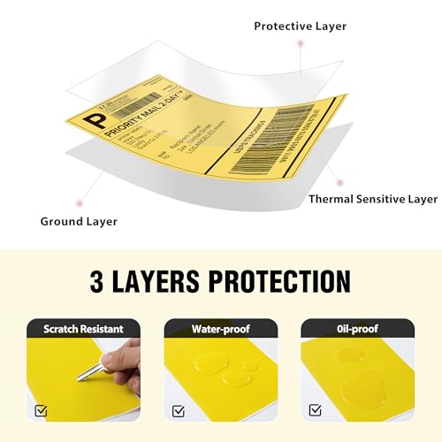 4"x6" Yellow Direct Thermal Labels, 500 Fanfold Shipping & Address Label Paper, Self-Adhesive Stickers for Thermal Printer, 1 Stack - style: 500 Labels-Yellow