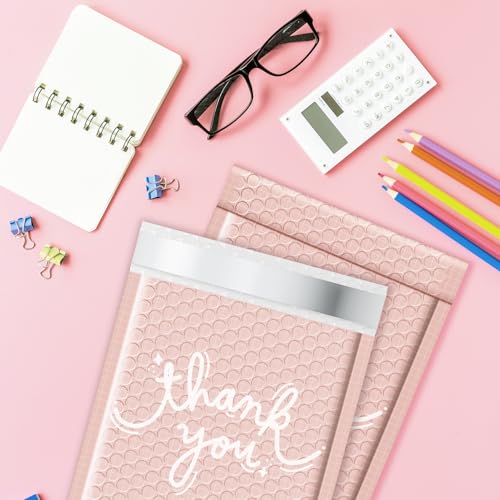 Metronic Bubble Mailers 6x10 Inch 100 Pack Thank You Padded Envelopes Pink - color: Thank you, size: 6x10" 100PC
