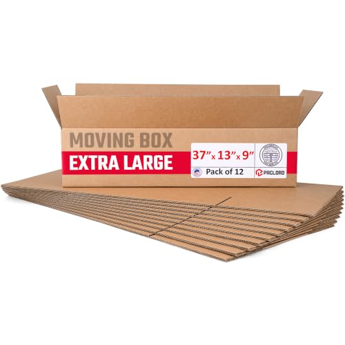 Extra Large Moving Boxes 37"L x 13"W x 9"H (Pack of 12) - USA-Made Cardboard Packing Boxes for Moving, Shipping, or Storage - USPS, UPS, FedEx Approved - Professional Packing Supplies - color: Pack of 12, size: Extra Large 37x13x9"