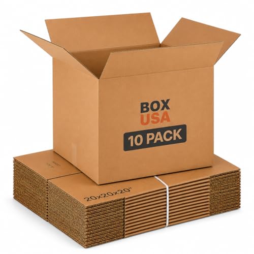 BOX USA Cube Shipping Boxes, 20x20x20" 10-Pk for Shipping & Packing - size: 20x20x20" (10-Pack)