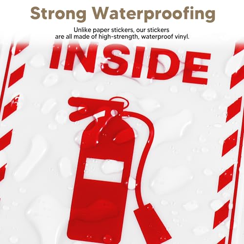 6PCS Fire Extinguisher Inside Sign Stickers,Self Adhesive Vinyl Waterproof and Scratch Resistant Safety Fire Extinguisher Label Waterproof, Suitable for Cars, Trailers, Rv's, Trucks and Vehicles Red on White 3.5"x2.3" - color: Fire Extinguisher Inside 482