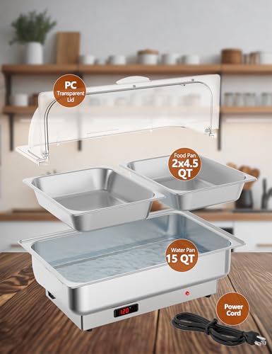 GarveeHome Chafing Dish Electric Buffet Set, 2 x 4.5 QT Half-Size - size: 2 x 1/2 Size Pan
