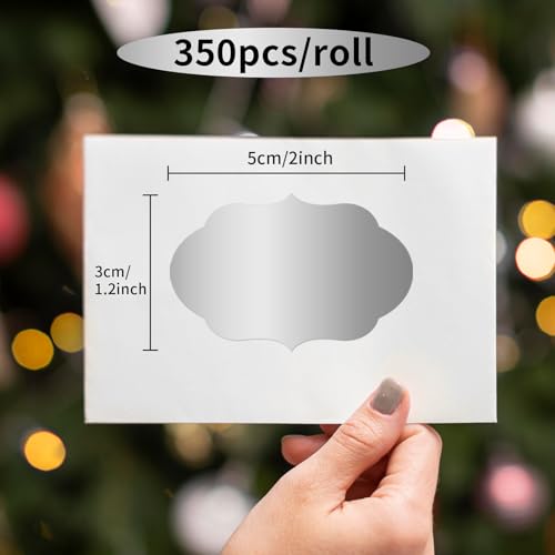 350 PCS Gift Tags Stickers, 2" x 1.2" Fancy Shape Stickers, Self-Adhesive, Handmade Bottle All-Purpose Jar Labels for Presents, Cosmetic Decoration Jars, Food Craft (Silver) - color: Silver, size: 2*1.2 inch