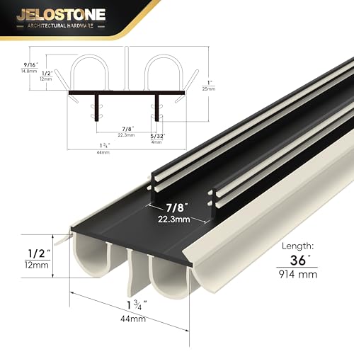 2 Pack - 36" Kerf Door Bottom Seal Replacement, Channel Fit Weather Stripping with Double Bulb, SGS & Intertek Tested, Easy Install, KS-MD2544 (Beige) - color: Beige