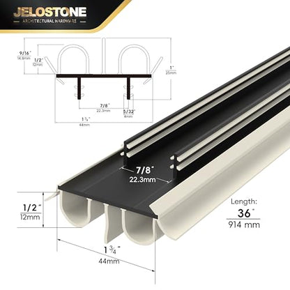 2 Pack - 36" Kerf Door Bottom Seal Replacement, Channel Fit Weather Stripping with Double Bulb, SGS & Intertek Tested, Easy Install, KS-MD2544 (Beige) - color: Beige
