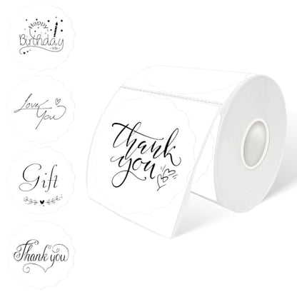 3 Inch Round Thermal Labels, White Flower Thermal Sticker Labels for Small Business, Logo Design, Baking,300 Sheets/1 Roll - color: White, size: 3 inch