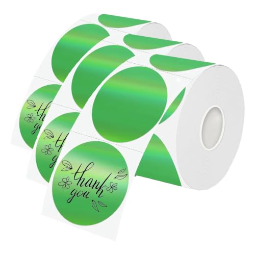 2 Inch Round Holographic Thermal Labels, Waterproof Direct Thermal Stickers, Self-Adhesive Circle Label for Small Business DIY Logo QR Code, Green (200 Pcs/Roll) (Pack of 3) - color: Holographic Green, size: 2 Inch (Pack of 3)