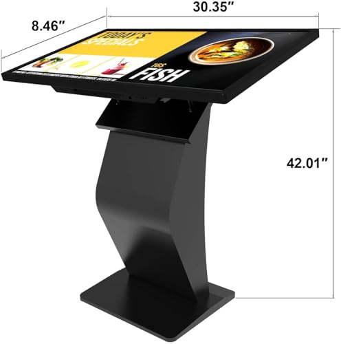 32 inch Touch Screen Kiosk, Android System, Install APP, Browser, Digital Signage Kiosk, K-Style Stand Digital Signage Display, Interactive Display Mall Navigation/Advertising/Retail Store - color: Black