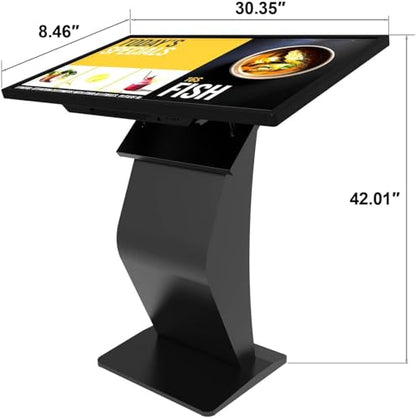 32 inch Touch Screen Kiosk, Android System, Install APP, Browser, Digital Signage Kiosk, K-Style Stand Digital Signage Display, Interactive Display Mall Navigation/Advertising/Retail Store - color: Black