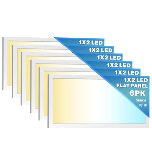 Sunco 6 Pack 1x2 LED Flat Panel Lights, 3CCT Selectable, 16-20W, Dimmable - size: 1x2