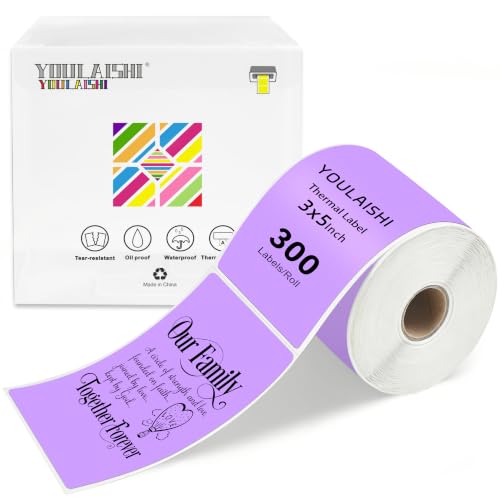 3 X 5 Inch Printable Waterproof Rectangle Color Coding Labels, 300 Per Roll Adhesive Color Coding Stickers for Bar-Codes, Address, Small Business Labeling, Inventory (Light Purple) - color: Light Purple