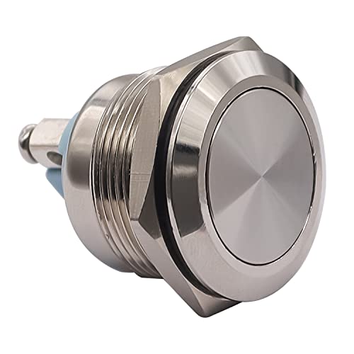 mxuteuk 22mm Momentary Push Button Switch Box Stainless Steel Metal 12V-24V DC 1 NO Flat Top Switch with Waterproof Switch Station G019 - color: Silver-C
