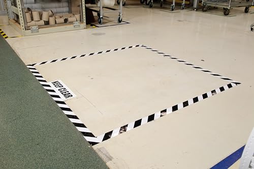 Brady ToughStripe Nonabrasive Diagonal Stripes Floor Marking Tape, 100' Length, 2" Width, Black on White (Pack of 1 Roll) - 104319 - color: Black on White