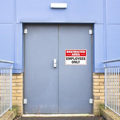 5 Pack Restricted Area- Employees Only Sticker Signs, 10" x 7" Self-Adhesive Vinyl Employees Only Sign Decal, Weatherproof, UV Resistant-Indoor and Outdoor