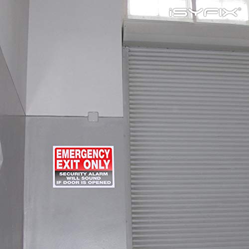 iSYFIX Emergency Exit Only Stickers, Design 1, 10x7 in, 2 Pack, Red & Black - color: RED & BLACK, size: Large