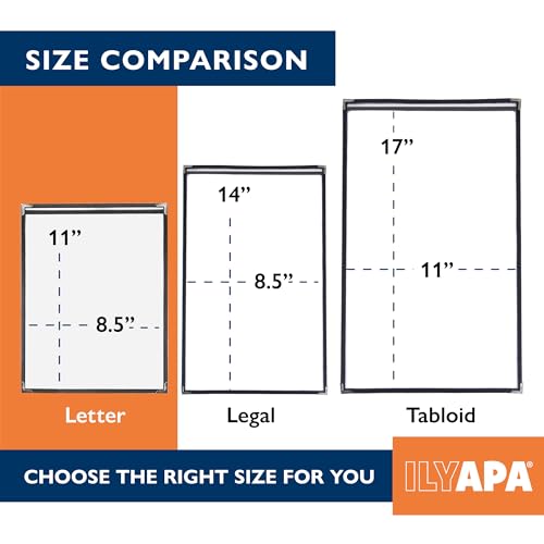 Ilyapa Clear Menu Covers, 8.5x11 Inch - 30 Pack, 2-View Single Page Design - color: Black, size: 8.5 x 11