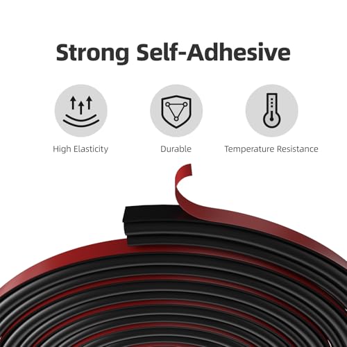 Black D-Shape Weather Stripping 40Ft (Fits 0.4–0.5in Gaps) - color: Black, size: 0.59" Thick x 40 Ft