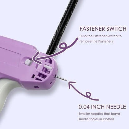 Stitch Gun for Clothes, Handheld Stitching Gun Kit with Carry Case, 5 Needles, 1000 Black & 1000 White 5mm Fasteners, Quick Clothing Fixer Sewing Kit