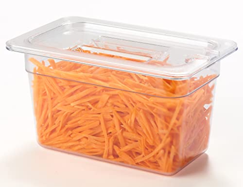 CURTA 6 Pack NSF Notched Food Pan Cover, 1/4 Size Clear Polycarbonate Lid with Handle for Commercial Food Pan, Dishwasher & Freezer Safe Plastic Clear - color: 1/4 Size, size: Handled & Notched Lids