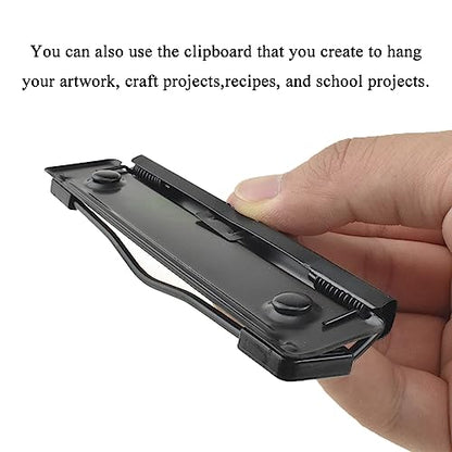 HAHIYO 4.72 Inches Black Metal Mountable Clipboard Clips - 5 Pack, Durable Spring Loaded Clip with Rubber Grips, Hanging Hole and Rivets - Document File Wood Plastic Clip Board for Office School Home - style: Black-4.72in-5p