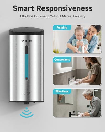 AIKE Automatic Foam Soap Dispenser 25oz for Bathroom,Brushed Steel AK1205FA
