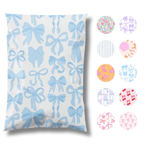 Pretty Package Store Poly Mailers 10x13, Blue Bows, 100 Pack - color: Blue Bows, size: 10x13