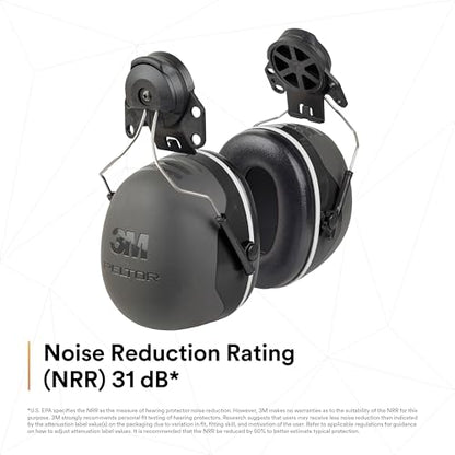 3M PELTOR Ear Muff Hearing Protection, X5 Series, Noise Protection NRR 21 dB, Construction, Manufacturing, Automotive - size: One Size Fits Most, style: Cap Style Hard Hat Attached