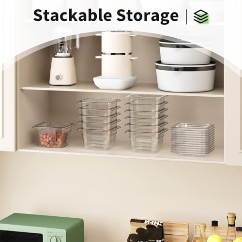 1/6 4'' 12 Pack Plastic Food Pans With Lids - color: 1/6 4"12 Pack