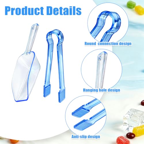 12 Pcs Plastic Ice Tongs and Scoops, Candy Scoops for Buffet, Blue - color: Blue