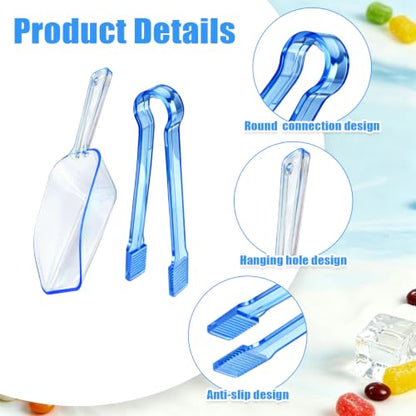 12 Pcs Plastic Ice Tongs and Scoops, Candy Scoops for Buffet, Blue - color: Blue