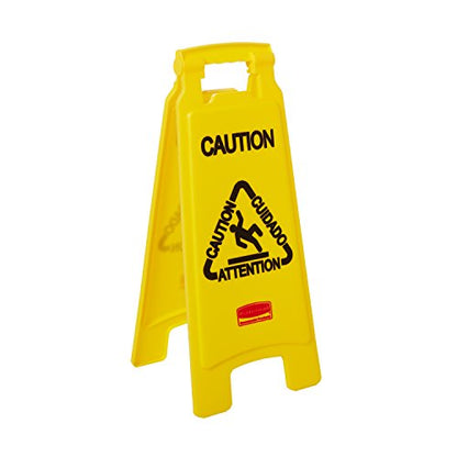 Rubbermaid Commercial Products Caution Wet Floor Sign Multilingual 26in - color: Yellow 2-Sided, size: 26 inch, style: Caution Sign