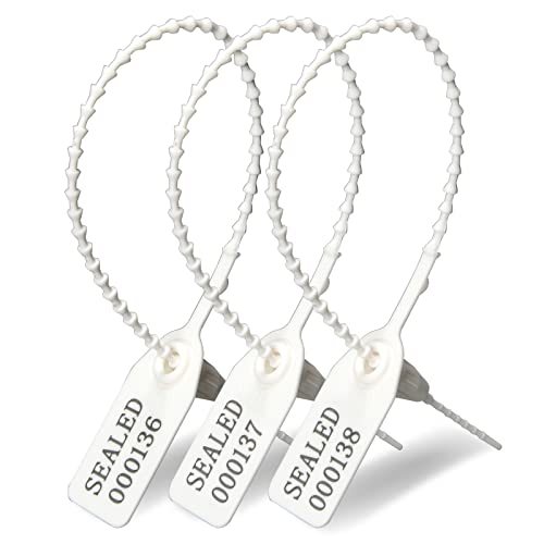 1000 Numbered Plastic Tamper Seals, Zip Ties for Fire Extinguishers Pull Tite Security Tags Disposable Self-Locking Signage - Label Tie 250mm Length (1000 PCS, White) - color: White, size: 1000 PCS