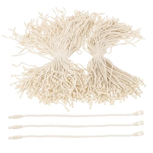 PATIKIL 300 Pcs Cotton Hang Tag String, 8 Inch Beige Snap Lock Pins Loop Fastener Price Tag Ties for Clothes Shoes Luggage - color: Beige, size: 8 Inch